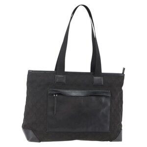 GUCCI GG Canvas Tote Bag Black Silver Auth
